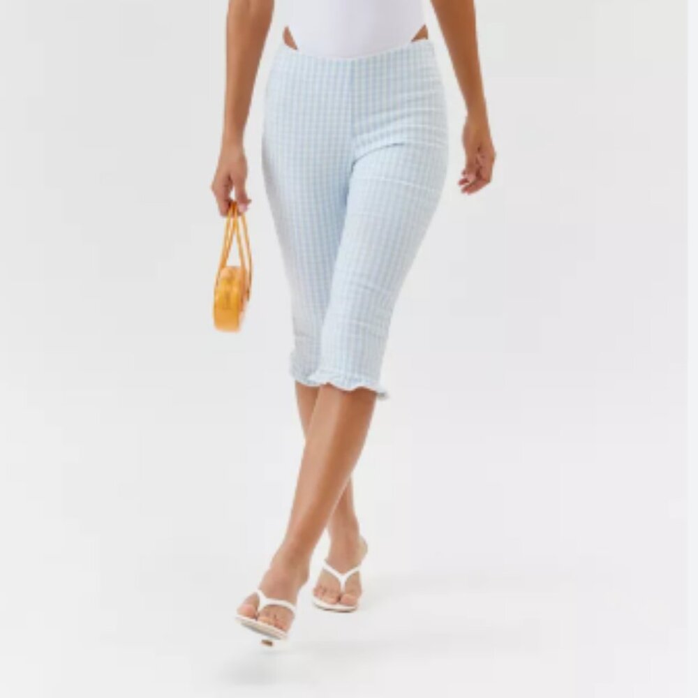 Urban Outfitters Elle Gingham Ruffle Capri Pant